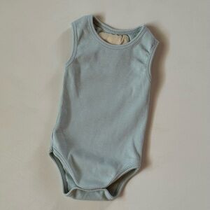 Worrnn Ribbed Bodysuit 0–3M Soft Blue Sleeveless One Piece Minimal Baby